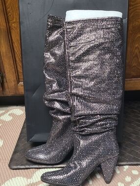 INC International Concepts Gunmetal Over-the-Knee Rhinestone Boots